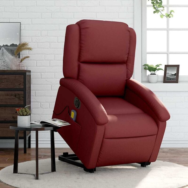 Vidaxl - Fauteuil inclinable de massage électrique rouge bordeaux