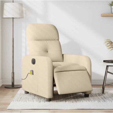Fauteuil inclinable de massage électrique-Chaise de relaxation-Fauteuil Relax crème tissu 494144