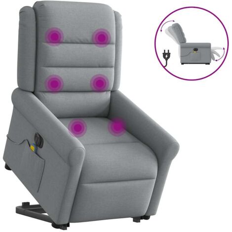 Fauteuil inclinable de massage électrique-Chaise de relaxation-Fauteuil Relax Gris clair Tissu 175259