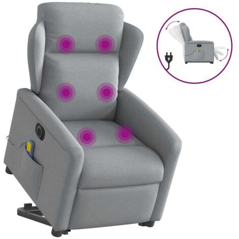Fauteuil inclinable de massage électrique-Chaise de relaxation-Fauteuil Relax Gris clair Tissu 404312