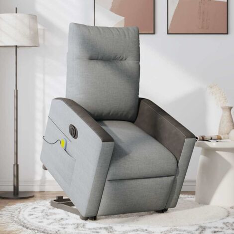 Fauteuil inclinable de massage électrique-Chaise de relaxation-Fauteuil Relax Gris clair Tissu 458863
