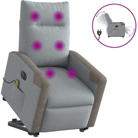 Fauteuil inclinable de massage électrique-Chaise de relaxation-Fauteuil Relax Gris clair Tissu 497316