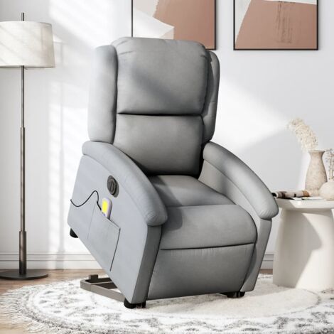 Fauteuil inclinable de massage électrique-Chaise de relaxation-Fauteuil Relax Gris clair Tissu 600858