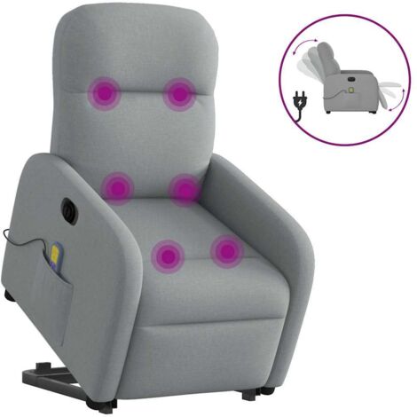 Fauteuil inclinable de massage électrique-Chaise de relaxation-Fauteuil Relax Gris clair Tissu 673778