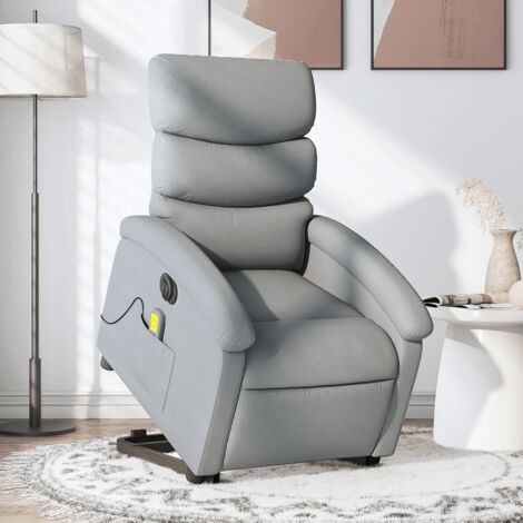 Fauteuil inclinable de massage électrique-Chaise de relaxation-Fauteuil Relax Gris clair Tissu 761416