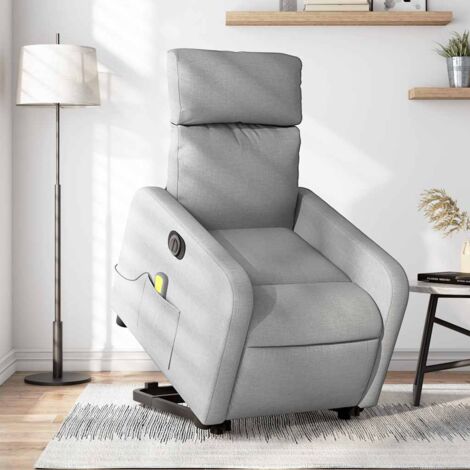 Fauteuil inclinable de massage électrique-Chaise de relaxation-Fauteuil Relax Gris clair Tissu 998904