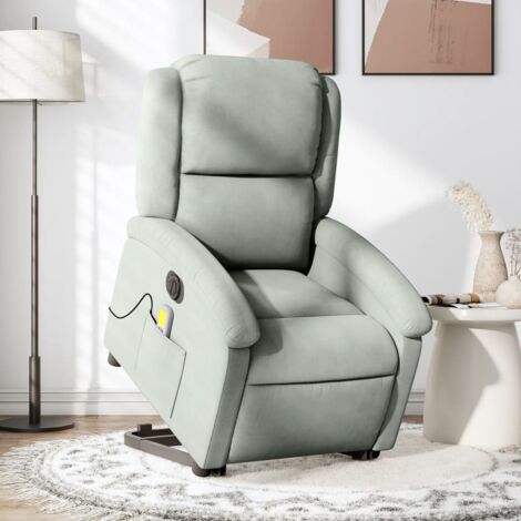 Fauteuil inclinable de massage électrique-Chaise de relaxation-Fauteuil Relax gris clair velours 678029