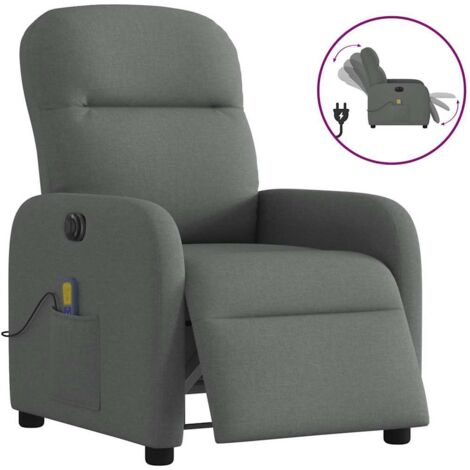 Fauteuil inclinable de massage électrique-Chaise de relaxation-Fauteuil Relax gris foncé tissu 161881