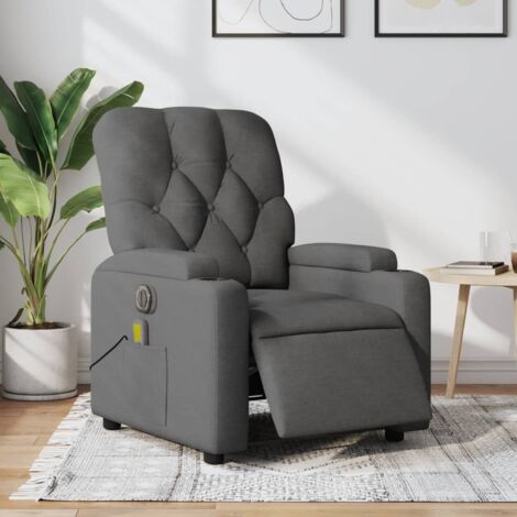 Fauteuil inclinable de massage électrique-Chaise de relaxation-Fauteuil Relax gris foncé tissu 194316
