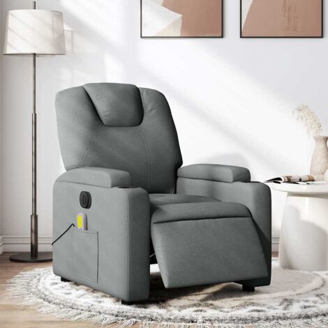 Fauteuil inclinable de massage électrique-Chaise de relaxation-Fauteuil Relax gris foncé tissu 257704