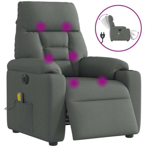 Fauteuil inclinable de massage électrique-Chaise de relaxation-Fauteuil Relax gris foncé tissu 294425