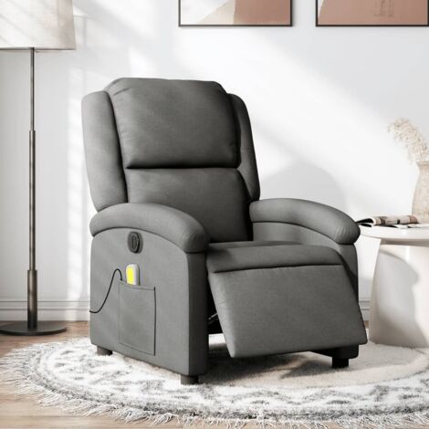 Fauteuil inclinable de massage électrique-Chaise de relaxation-Fauteuil Relax gris foncé tissu 300774