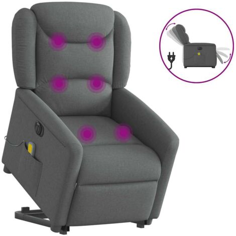 Fauteuil inclinable de massage électrique-Chaise de relaxation-Fauteuil Relax Gris foncé Tissu 366857