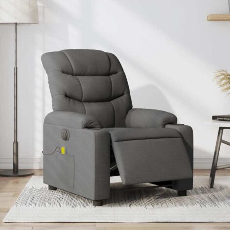 Fauteuil inclinable de massage électrique-Chaise de relaxation-Fauteuil Relax gris foncé tissu 406141