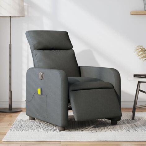 Fauteuil inclinable de massage électrique-Chaise de relaxation-Fauteuil Relax gris foncé tissu 474596
