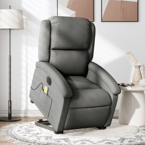 Fauteuil inclinable de massage électrique-Chaise de relaxation-Fauteuil Relax Gris foncé Tissu 492813