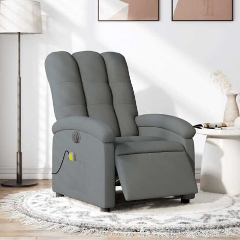 Fauteuil inclinable de massage électrique-Chaise de relaxation-Fauteuil Relax gris foncé tissu 712059