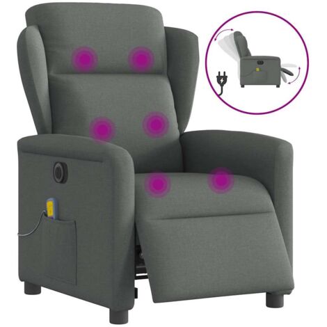 Fauteuil inclinable de massage électrique-Chaise de relaxation-Fauteuil Relax gris foncé tissu 791579