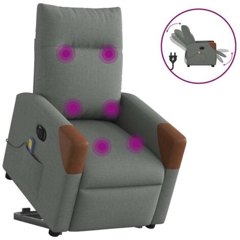 Fauteuil inclinable de massage électrique-Chaise de relaxation-Fauteuil Relax Gris foncé Tissu 824046