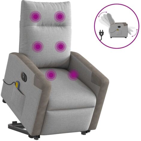 Fauteuil inclinable de massage électrique-Chaise de relaxation-Fauteuil Relax gris nuage tissu 102601