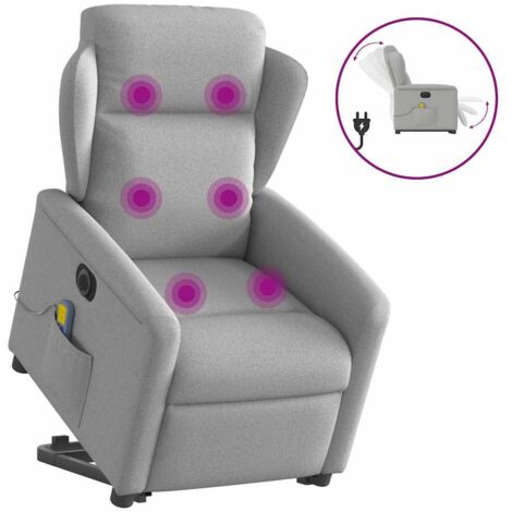 Fauteuil inclinable de massage électrique-Chaise de relaxation-Fauteuil Relax gris nuage tissu 350148