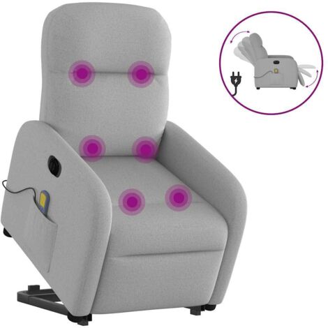 Fauteuil inclinable de massage électrique-Chaise de relaxation-Fauteuil Relax gris nuage tissu 362737