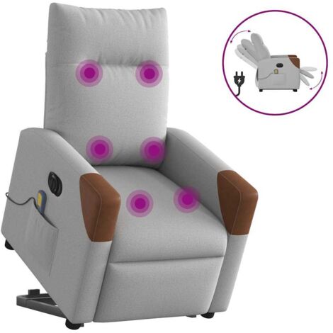 Fauteuil inclinable de massage électrique-Chaise de relaxation-Fauteuil Relax gris nuage tissu 877242