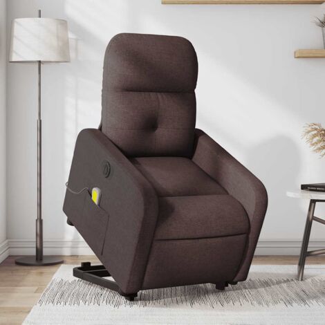 Fauteuil inclinable de massage électrique-Chaise de relaxation-Fauteuil Relax Marron foncé Tissu 928112