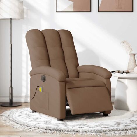 Fauteuil inclinable de massage électrique-Chaise de relaxation-Fauteuil Relax marron tissu 135259