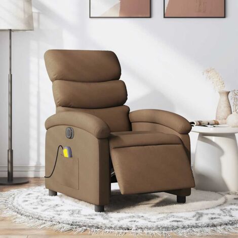 Fauteuil inclinable de massage électrique-Chaise de relaxation-Fauteuil Relax marron tissu 325938