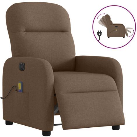 Fauteuil inclinable de massage électrique-Chaise de relaxation-Fauteuil Relax marron tissu 460127