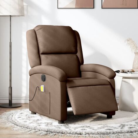 Fauteuil inclinable de massage électrique-Chaise de relaxation-Fauteuil Relax marron tissu 599390