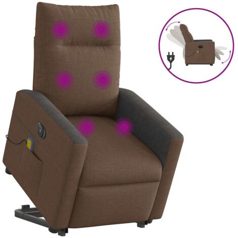Fauteuil inclinable de massage électrique-Chaise de relaxation-Fauteuil Relax Marron Tissu 826067
