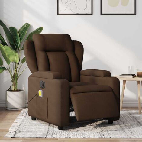 Fauteuil inclinable de massage électrique-Chaise de relaxation-Fauteuil Relax marron tissu 990277