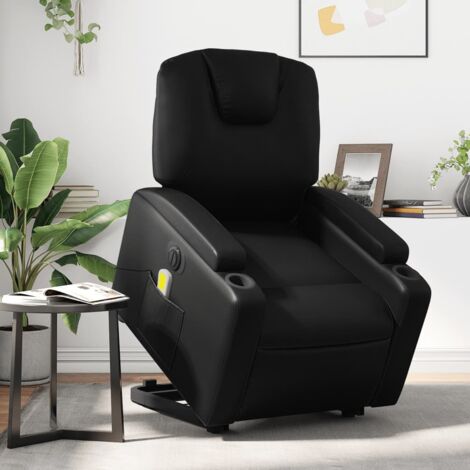 Fauteuil inclinable de massage électrique-Chaise de relaxation-Fauteuil Relax noir similicuir 161724