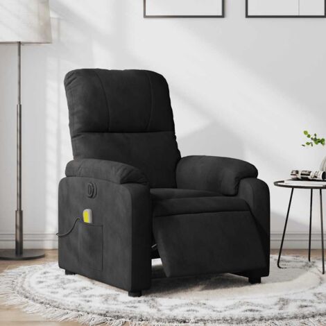 Fauteuil inclinable de massage électrique-Chaise de relaxation-Fauteuil Relax noir tissu microfibre 580624