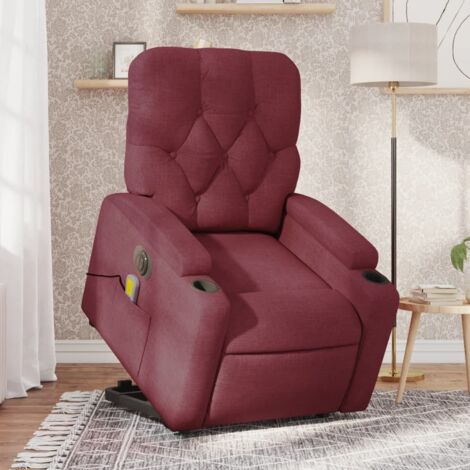 Fauteuil inclinable de massage électrique-Chaise de relaxation-Fauteuil Relax Rouge bordeaux Tissu 373253