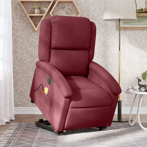 Fauteuil inclinable de massage électrique-Chaise de relaxation-Fauteuil Relax Rouge bordeaux Tissu 433570