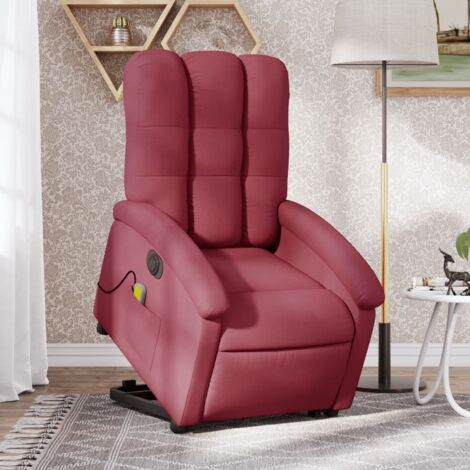 Fauteuil inclinable de massage électrique-Chaise de relaxation-Fauteuil Relax Rouge bordeaux Tissu 597324