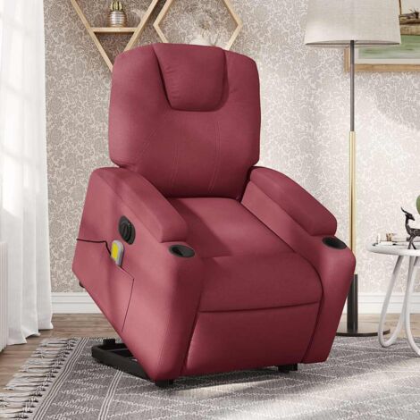 Fauteuil inclinable de massage électrique-Chaise de relaxation-Fauteuil Relax Rouge bordeaux Tissu 841907