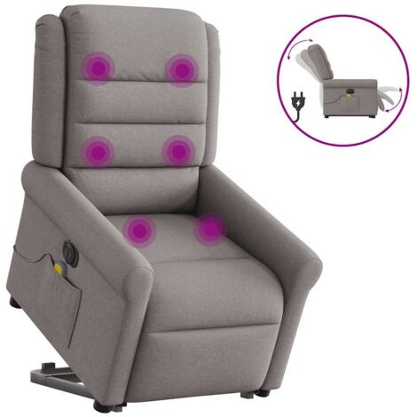 Fauteuil inclinable de massage électrique-Chaise de relaxation-Fauteuil Relax Taupe Tissu 123255