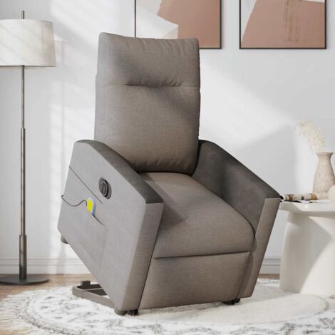 Fauteuil inclinable de massage électrique-Chaise de relaxation-Fauteuil Relax Taupe Tissu 159306