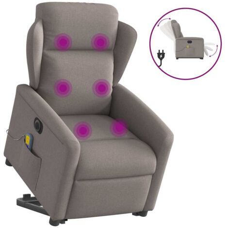 Fauteuil inclinable de massage électrique-Chaise de relaxation-Fauteuil Relax Taupe Tissu 473535