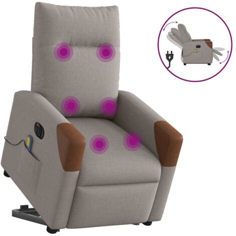 Fauteuil inclinable de massage électrique-Chaise de relaxation-Fauteuil Relax Taupe Tissu 704828