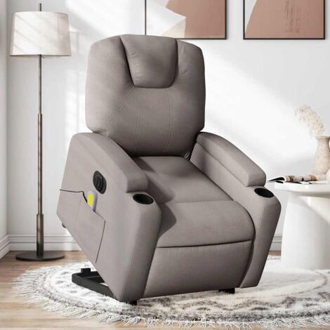 Fauteuil inclinable de massage électrique-Chaise de relaxation-Fauteuil Relax Taupe Tissu 895328