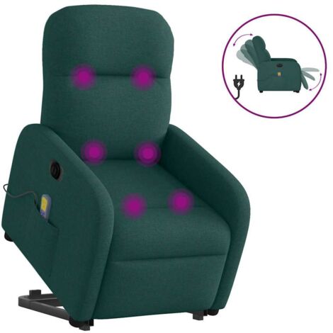 Fauteuil inclinable de massage électrique-Chaise de relaxation-Fauteuil Relax Vert foncé Tissu 906472