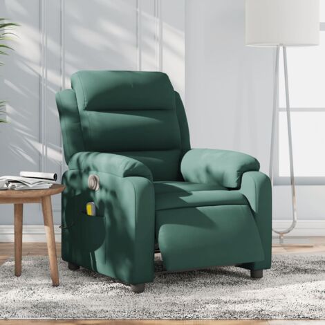Fauteuil inclinable de massage électrique-Chaise de relaxation-Fauteuil Relax vert foncé velours 310222
