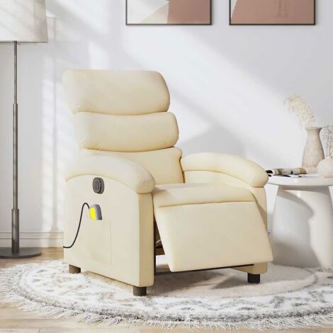 Fauteuil Inclinable électrique VidaXL - Tissu Crème, Moteur 24V, Inclinaison 135°, Max 110 Kg - Pour Salon, Relaxation, TV