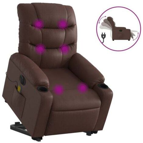 Fauteuil inclinable de massage électrique en similicuir marron