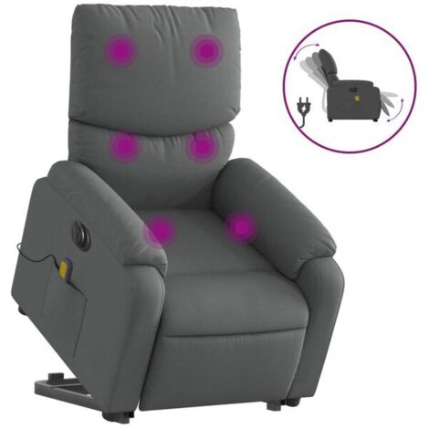 Fauteuil inclinable de massage électrique en tissu gris foncé
